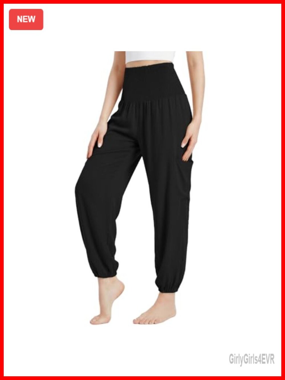 High Waist Harem Pants with Pockets Loose Wide Leg Yoga Sweatpants